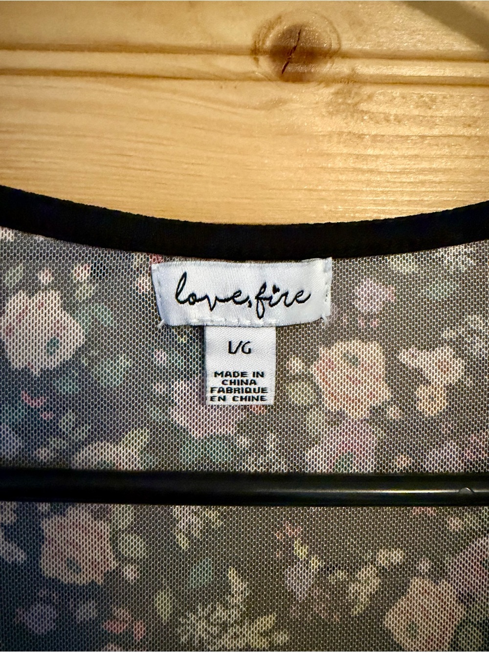 love, Fire Black Floral V-Neck Ruffle Peplum Blouse - Picture 4 of 4